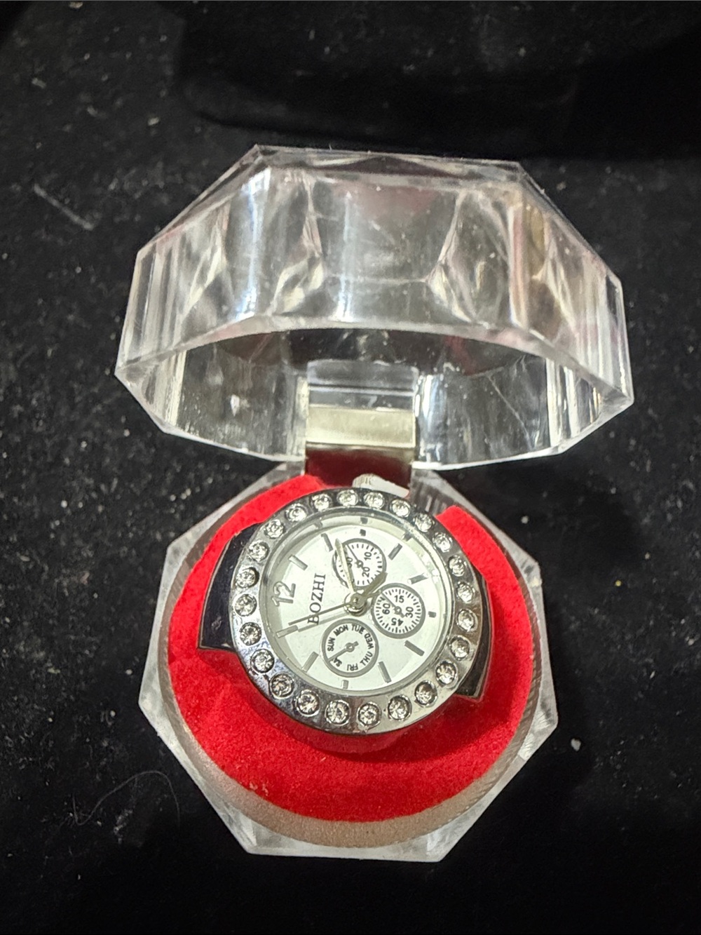 Crystal Accent Silver-Tone Women’s Watch Ring☑️